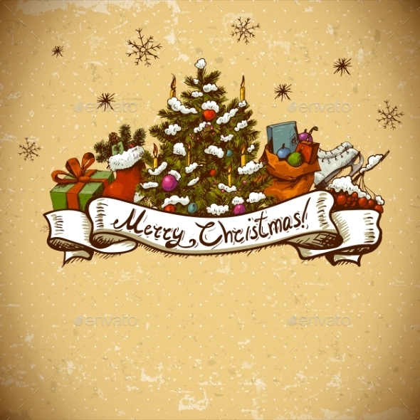 GraphicRiver New Year Greeting Card with Christmas tree 9028548 GraphicRiver New Year Greeting Card with Christmas tree 9028548