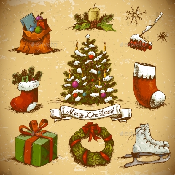 GraphicRiver Set of New Year and Christmas Design Elements 9028549 GraphicRiver Set of New Year and Christmas Design Elements 9028549