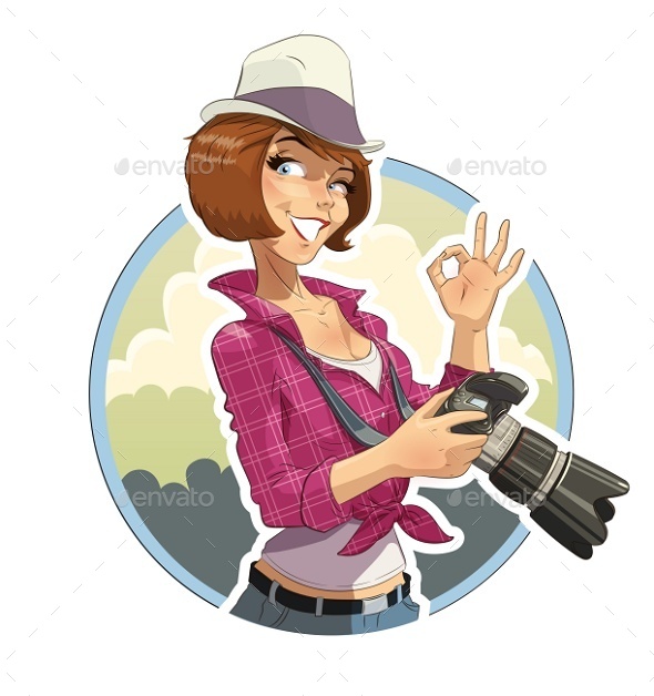GraphicRiver Photographer Girl with Camera 9029599 GraphicRiver Photographer Girl with Camera 9029599