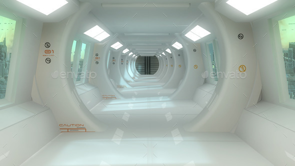 Futuristic corridor interior