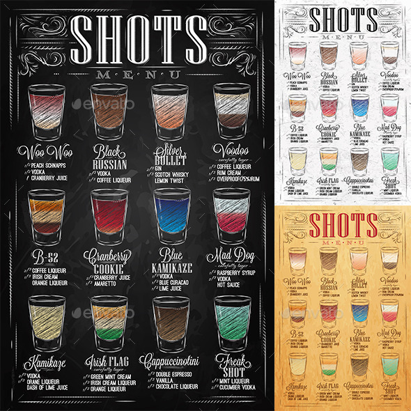 GraphicRiver Set of Shots Menu 9023447 GraphicRiver Set of Shots Menu 9023447