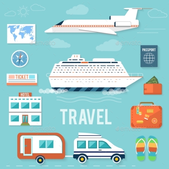 GraphicRiver Set of Traveling and Planning a Summer Vacation 9031378 GraphicRiver Set of Traveling and Planning a Summer Vacation 9031378