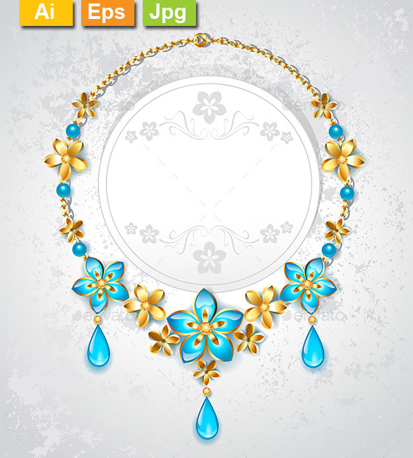 GraphicRiver Necklace with Gold Flowers 9025645 GraphicRiver Necklace with Gold Flowers 9025645