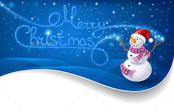 Snowman with Christmas Text (Christmas)