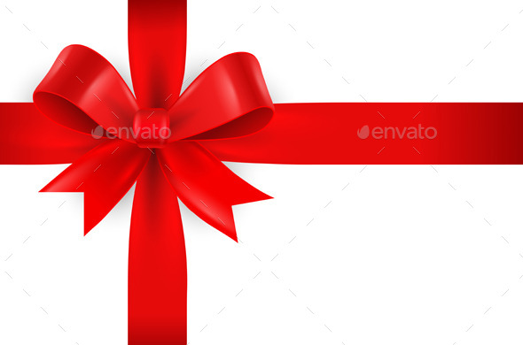 Red Bow on White Background (Christmas)