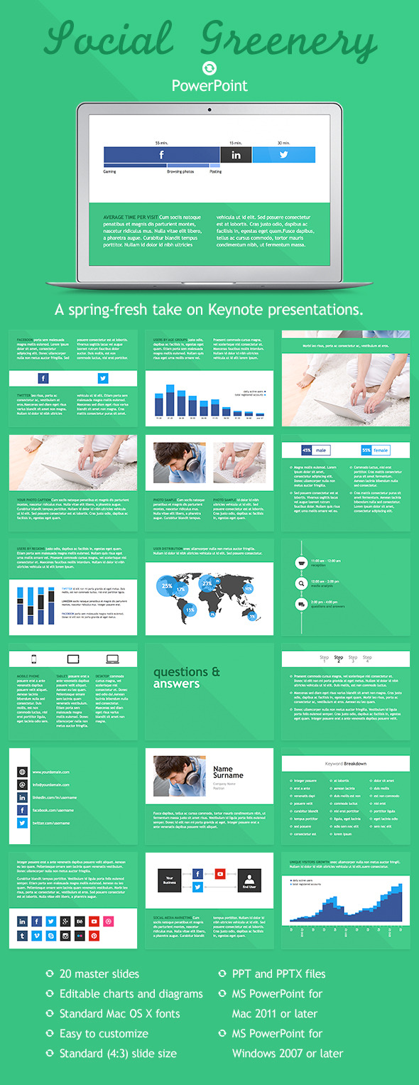 Social Greenery PowerPoint Template Social Greenery PowerPoint Template