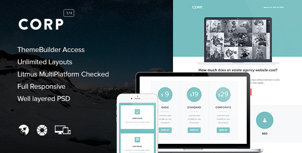 Corp - Responsive Email + Themebuilder Access
