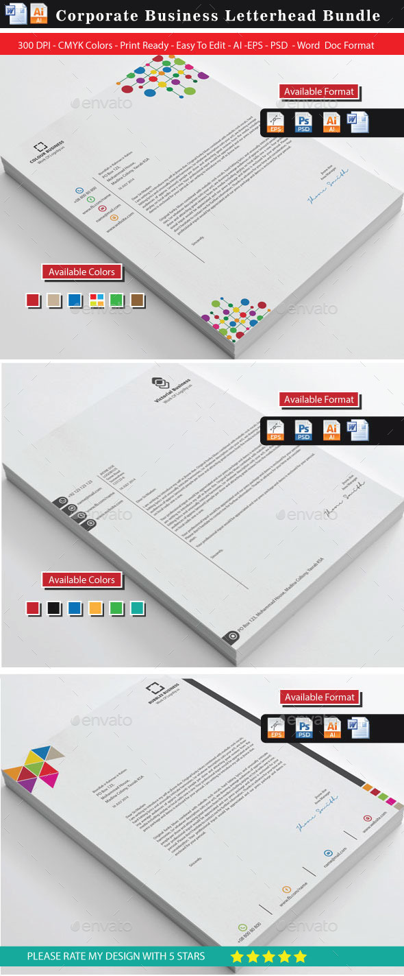 GraphicRiver Creative Letterhead Bundle 9055708 GraphicRiver Creative Letterhead Bundle 9055708