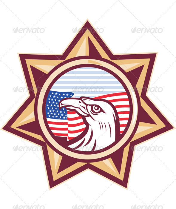 American Eagle with Flag and Star