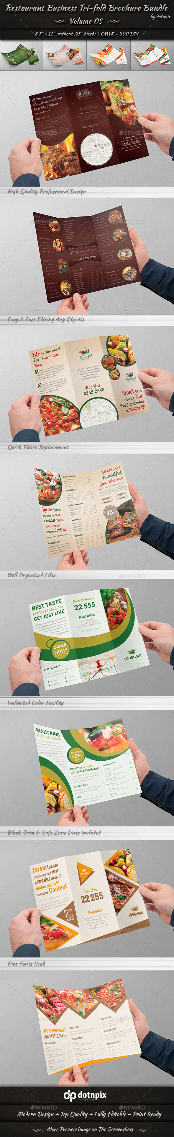 GraphicRiver Restaurant Tri-Fold Brochure Bundle Volume 5 9057161 GraphicRiver Restaurant Tri-Fold Brochure Bundle Volume 5 9057161