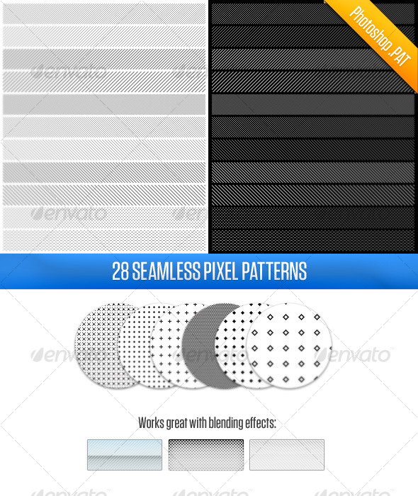 28 Pixel Patterns - Miscellaneous Textures / Fills / Patterns