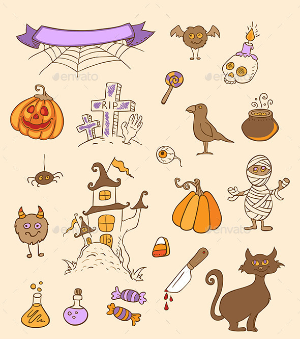 GraphicRiver Halloween Doodle Design Elements 9057521 GraphicRiver Halloween Doodle Design Elements 9057521