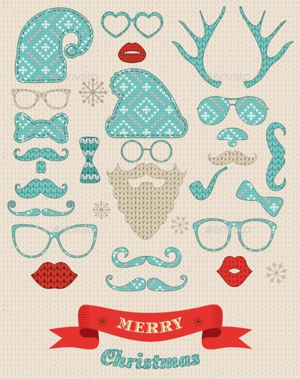GraphicRiver Christmas Silhouette Set on Knitting Texture 9058976 GraphicRiver Christmas Silhouette Set on Knitting Texture 9058976