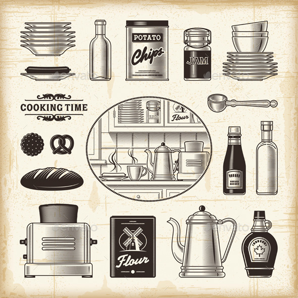 GraphicRiver Vintage Kitchen Set 9059549 GraphicRiver Vintage Kitchen Set 9059549
