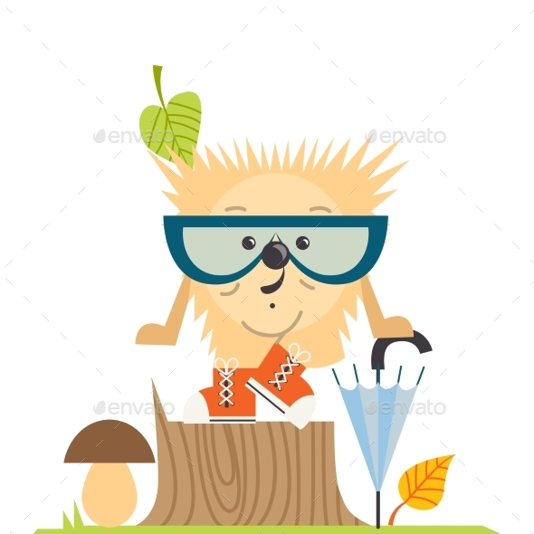 GraphicRiver Cartoon Hedgehog Hipster Style 9059793 GraphicRiver Cartoon Hedgehog Hipster Style 9059793