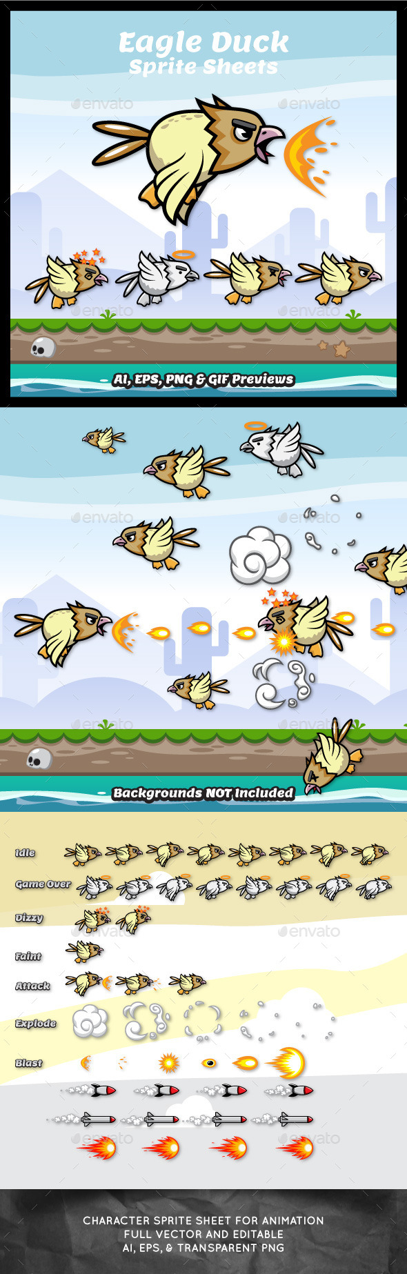 GraphicRiver Eagle Duck Sprite Sheets 9060291 GraphicRiver Eagle Duck Sprite Sheets 9060291