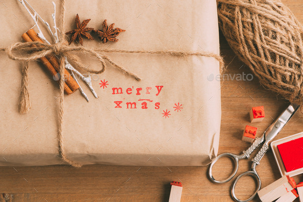 Handcrafted and ecological Christmas package