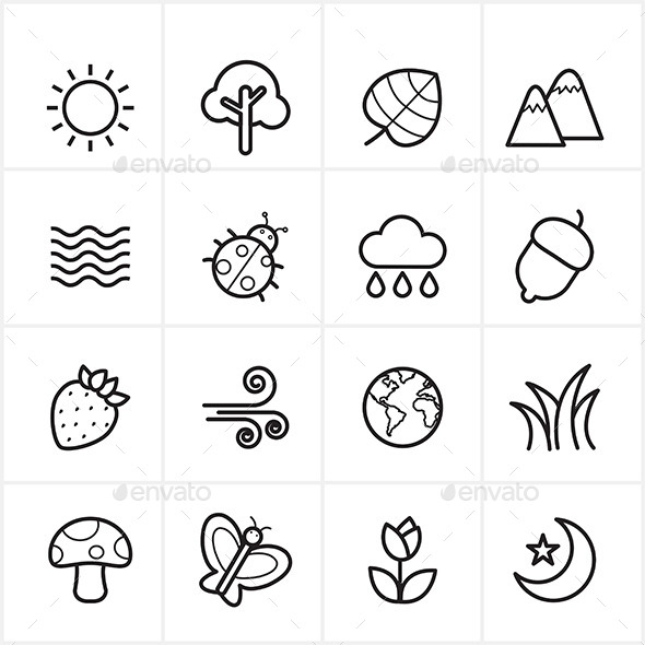 GraphicRiver Flat Line Icons Nature and Tree Icons Vector 9065331 GraphicRiver Flat Line Icons Nature and Tree Icons Vector 9065331