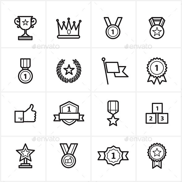 GraphicRiver Flat Line Icons Trophy and Prize Icons Vector 9065454 GraphicRiver Flat Line Icons Trophy and Prize Icons Vector 9065454