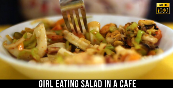 Girl Eating Salad In A Cafe 3 Girl Eating Salad In A Cafe 3