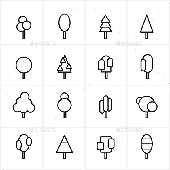 GraphicRiver Flat Line Tree Icons Vector Illustration 9065584 GraphicRiver Flat Line Tree Icons Vector Illustration 9065584