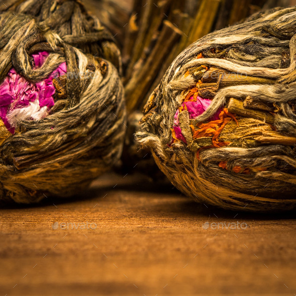 Flower tea close-up over wooden background (Misc) Photo Download