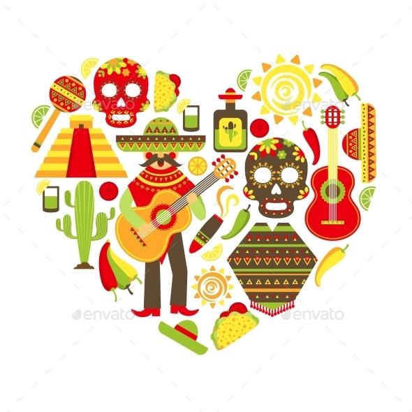 Mexico Decorative Icons Set (Travel)