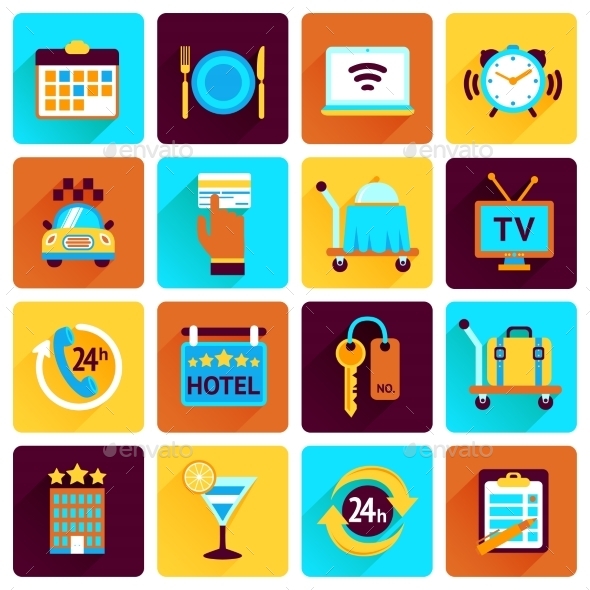 Hotel Icons Flat Set (Web Elements)