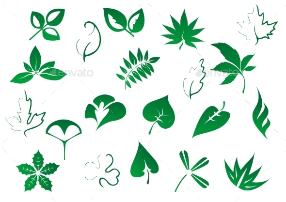 GraphicRiver Green Tree and Plants Leaves Set 9071325 GraphicRiver Green Tree and Plants Leaves Set 9071325
