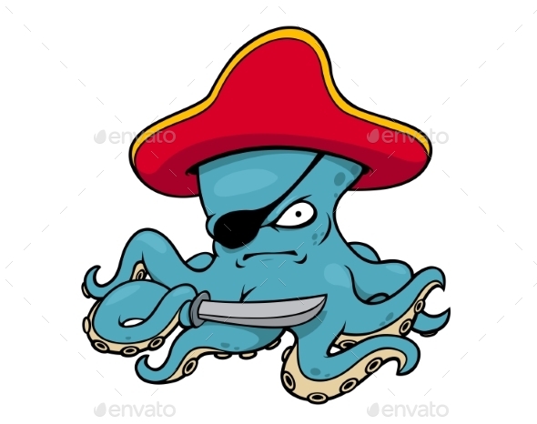 GraphicRiver Blue Octopus Pirate 9071338 GraphicRiver Blue Octopus Pirate 9071338