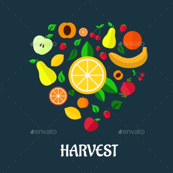 GraphicRiver Fruits Harvest Flat Design 9071387 GraphicRiver Fruits Harvest Flat Design 9071387