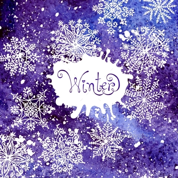 Winter background with snowflakes Painting Water Winter background with snowflakes Painting Water