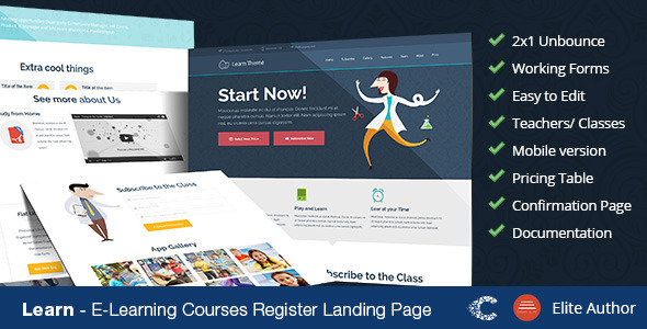 Learn - Unbounce Education Classes Landing Page