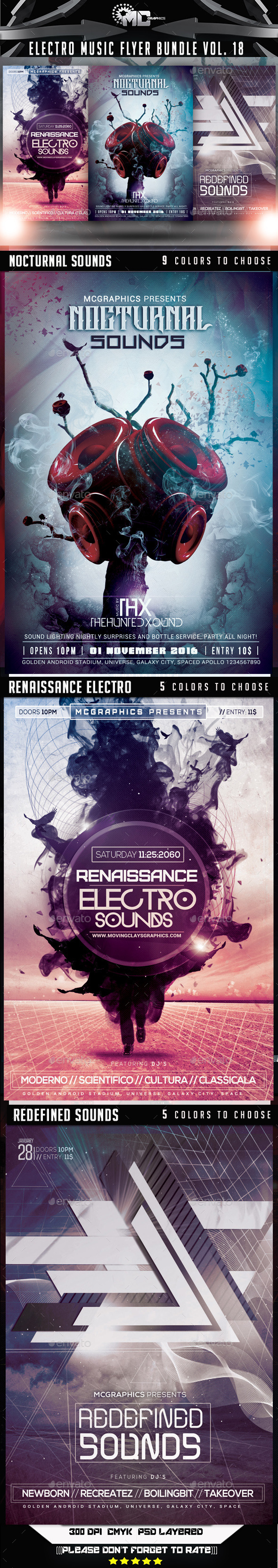 Electro Music Flyer Bundle Vol.18 (Clubs & Parties)