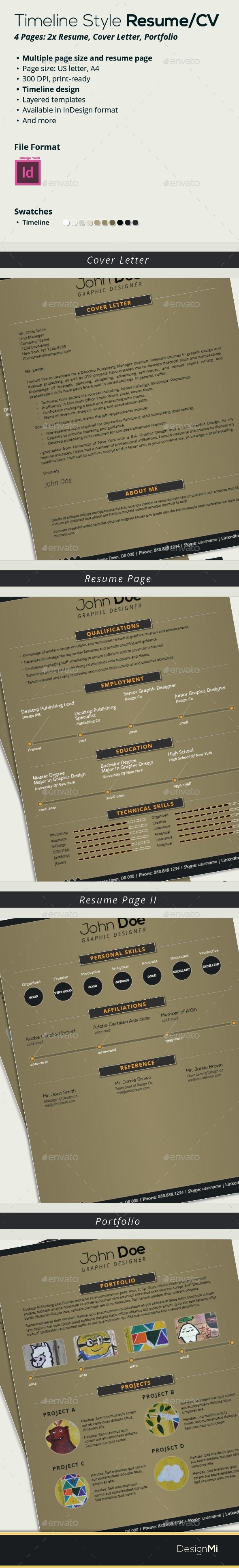 Resume Template / CV: Timeline-Style (Resumes)