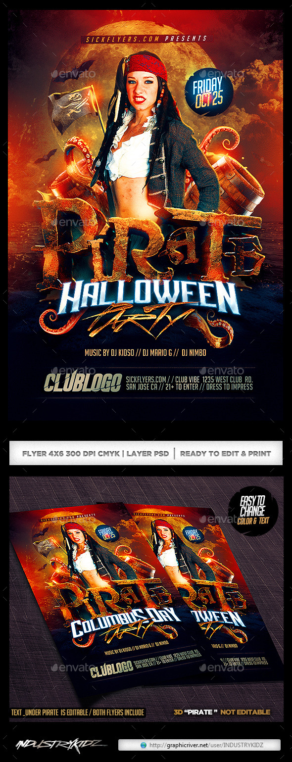 Pirate Party Flyer Template (Clubs & Parties)