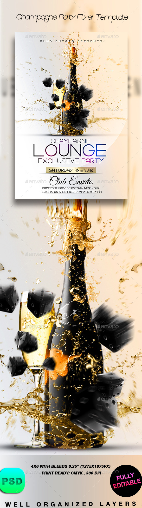 Champagne Party Flyer Template (Clubs & Parties)