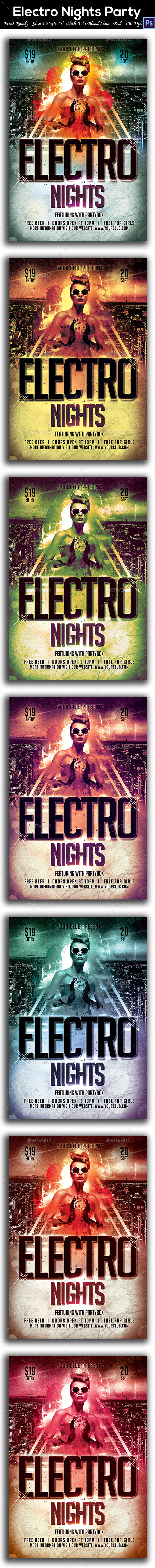 Electro Nights Party Flyer (Clubs & Parties)