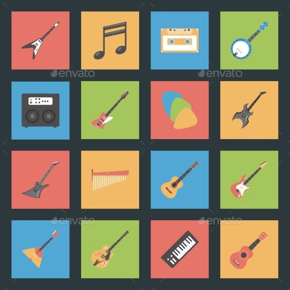 GraphicRiver Musical Instruments Flat Icons Set 9081069 GraphicRiver Musical Instruments Flat Icons Set 9081069