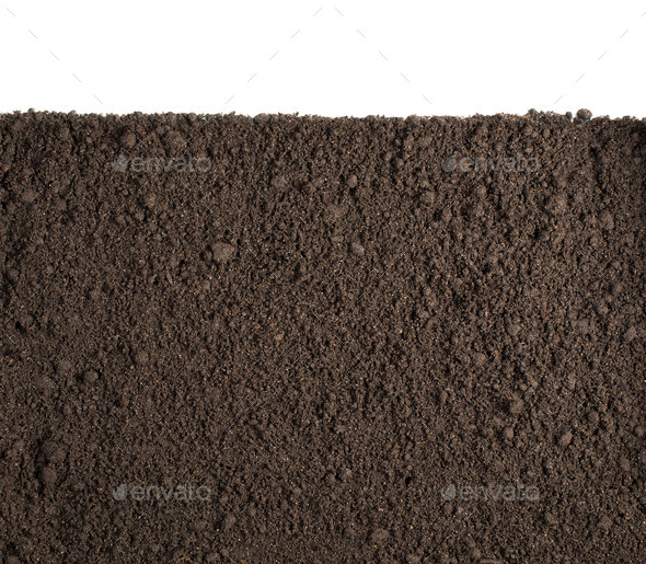 Soil or dirt section isolated on white