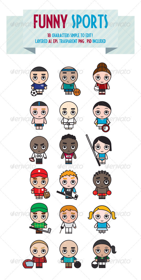 Funny Sports - Characters Vectors