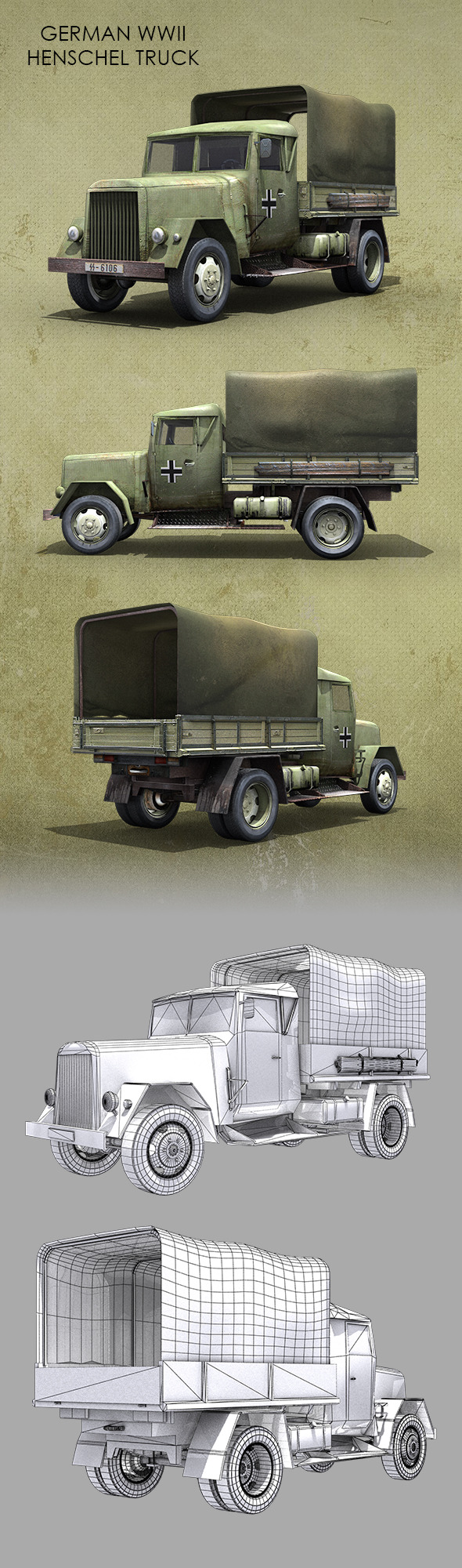 3DOcean German WWII Henschel Truck 9082628 3DOcean German WWII Henschel Truck 9082628
