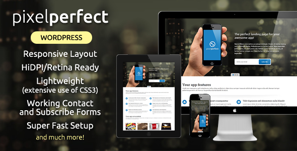 PixelPerfect - Responsive Landing Page WP Theme