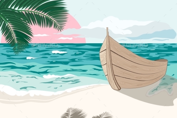GraphicRiver Boat on the Sea Shore at Summertime 9085884 GraphicRiver Boat on the Sea Shore at Summertime 9085884
