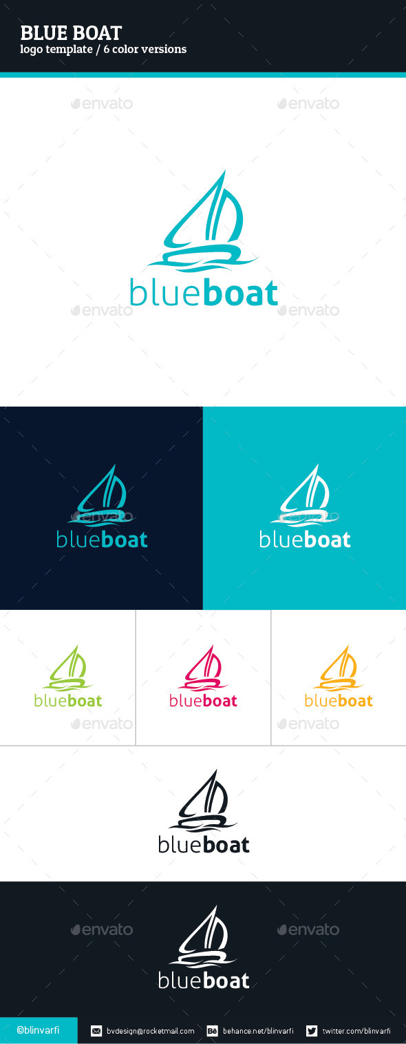 Blue Boat Logo Template - Symbols Logo Templates