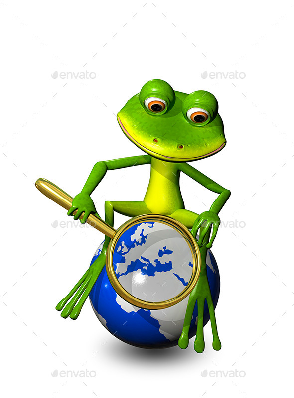 GraphicRiver Frog on a Globe with a Magnifying Glass 9088098 GraphicRiver Frog on a Globe with a Magnifying Glass 9088098
