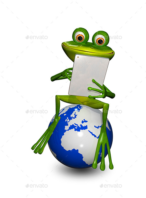 GraphicRiver Frog on a Globe with the Tablet 9088164 GraphicRiver Frog on a Globe with the Tablet 9088164