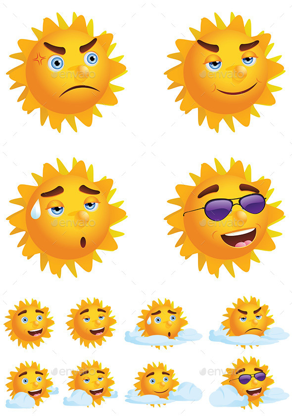 GraphicRiver Sun with Different Emotions 9088433 GraphicRiver Sun with Different Emotions 9088433