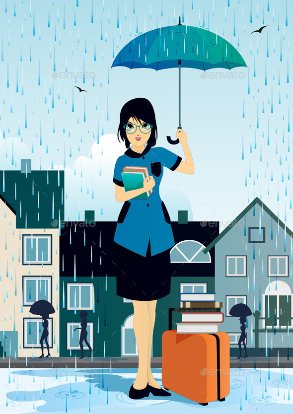 GraphicRiver Woman holding an Umbrella 9089116 GraphicRiver Woman holding an Umbrella 9089116