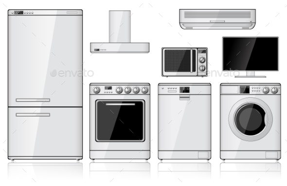 Set Of Realistic Household Appliances (Objects)